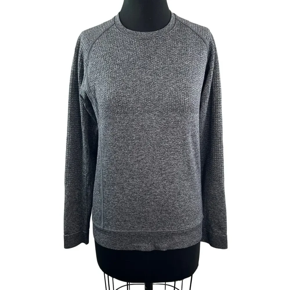 Lululemon Engineered Warmth Wool Long Sleeve Crew Black White Pullover Top Sz? M